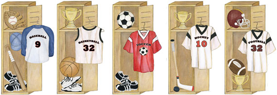 Personalized Sports Wall Decals - Sports Locker Murals
